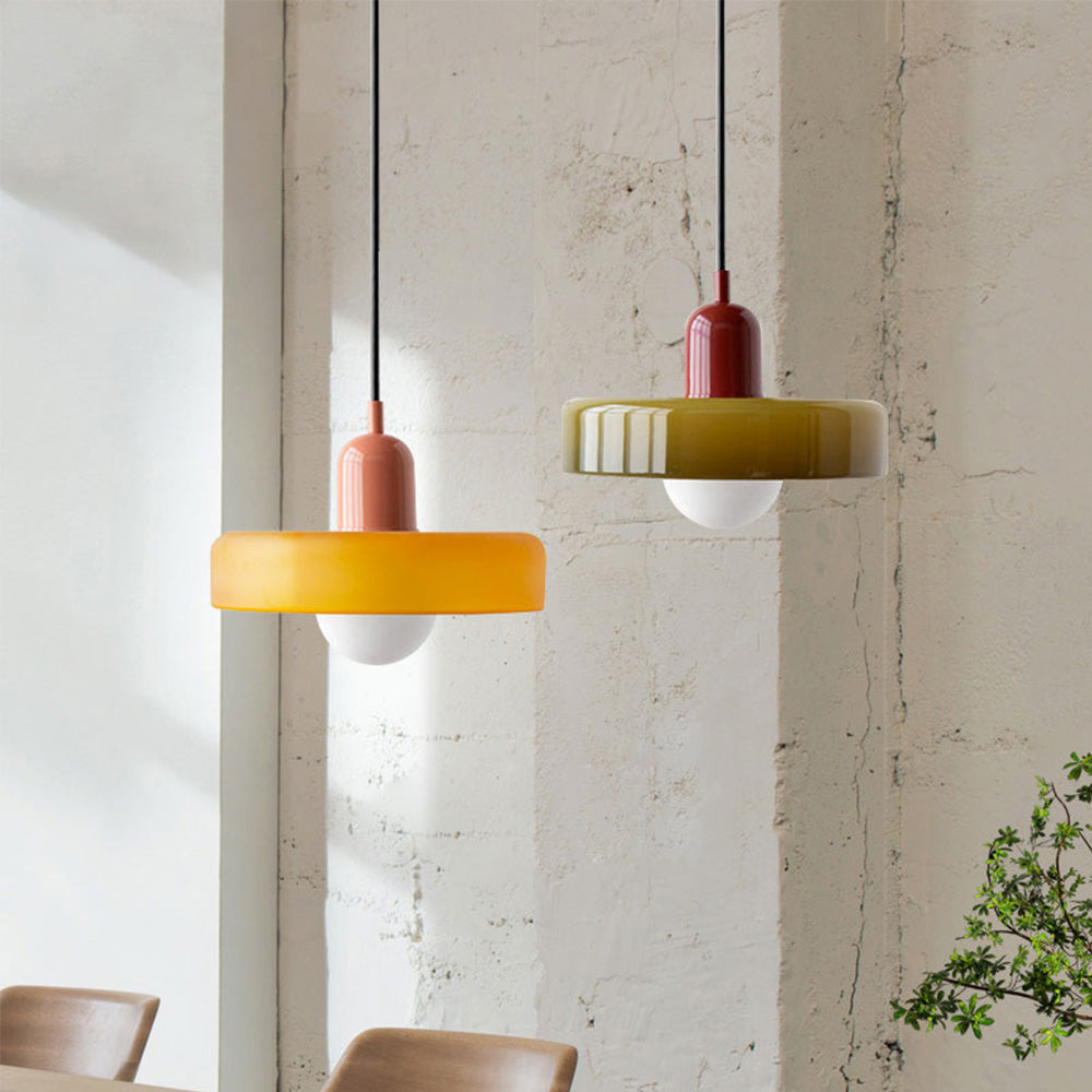 Bauhaus Colored Glass Pendant Light | Modern Dining Lamp