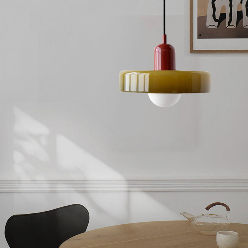 Bauhaus Colored Glass Pendant Light | Modern Dining Lamp