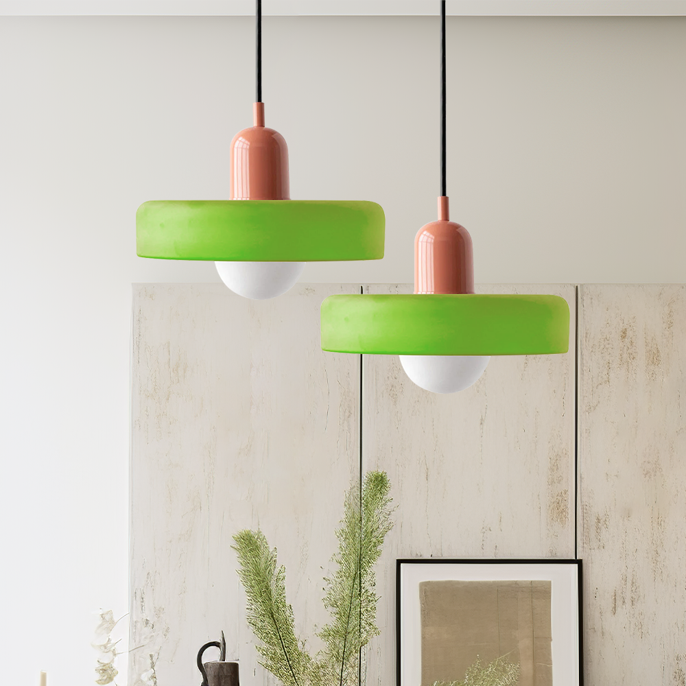 Bauhaus Colored Glass Pendant Light | Modern Dining Lamp