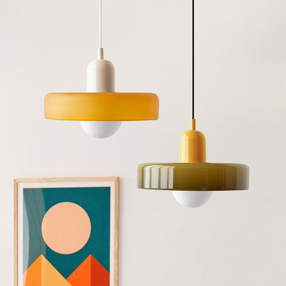 Bauhaus Colored Glass Pendant Light | Modern Dining Lamp