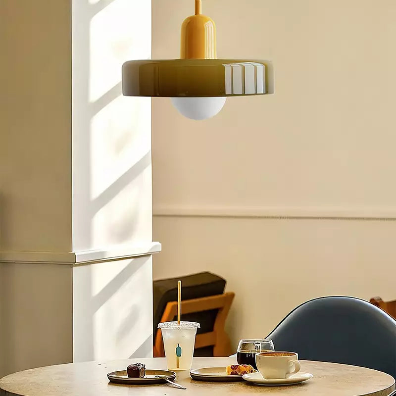 Bauhaus Colored Glass Pendant Light | Modern Dining Lamp