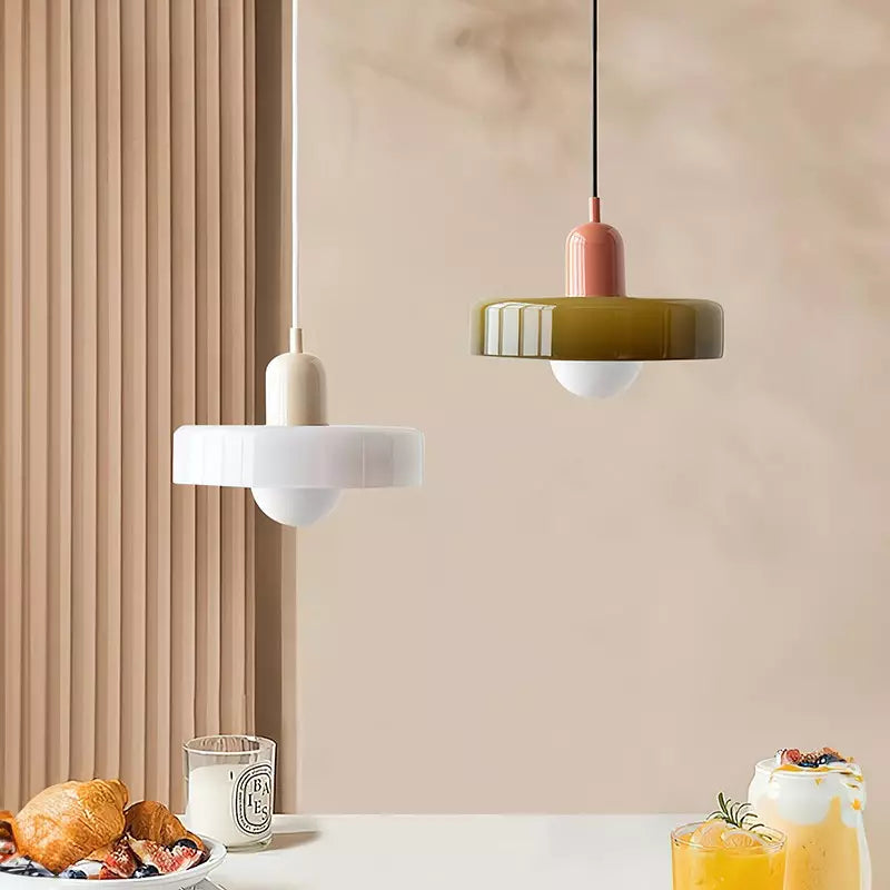 Bauhaus Colored Glass Pendant Light | Modern Dining Lamp