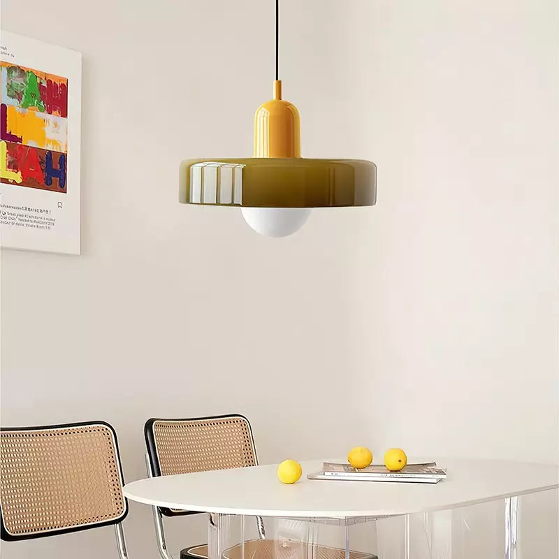 Bauhaus Colored Glass Pendant Light | Modern Dining Lamp