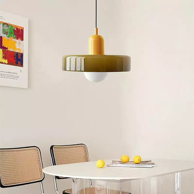 Bauhaus Colored Glass Pendant Light | Modern Dining Lamp