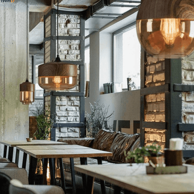 Scandinavian Wood Ceiling Lamp – Warm Timber & Smoke Glass Shade