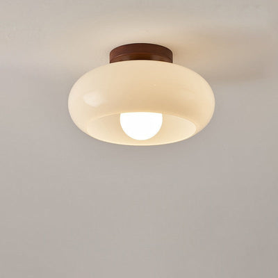 Bauhaus Cream Glass Ceiling Light – Minimalist Flush Design