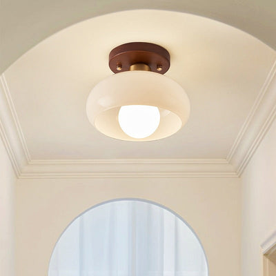 Bauhaus Cream Glass Ceiling Light – Minimalist Flush Design